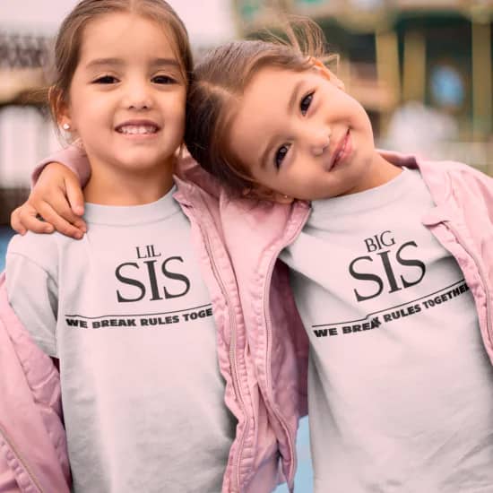 strygestof af høj kvalitet, Lil sis / big sis - strygemærker Lil sis / big sis - strygemærker