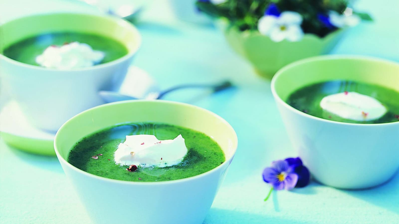 Brunnenkresse-Suppe mit Pfeffer-Rahmhaube - Rezept | Swissmilk Brunnenkresse-Suppe mit Pfeffer-Rahmhaube - Rezept | Swissmilk