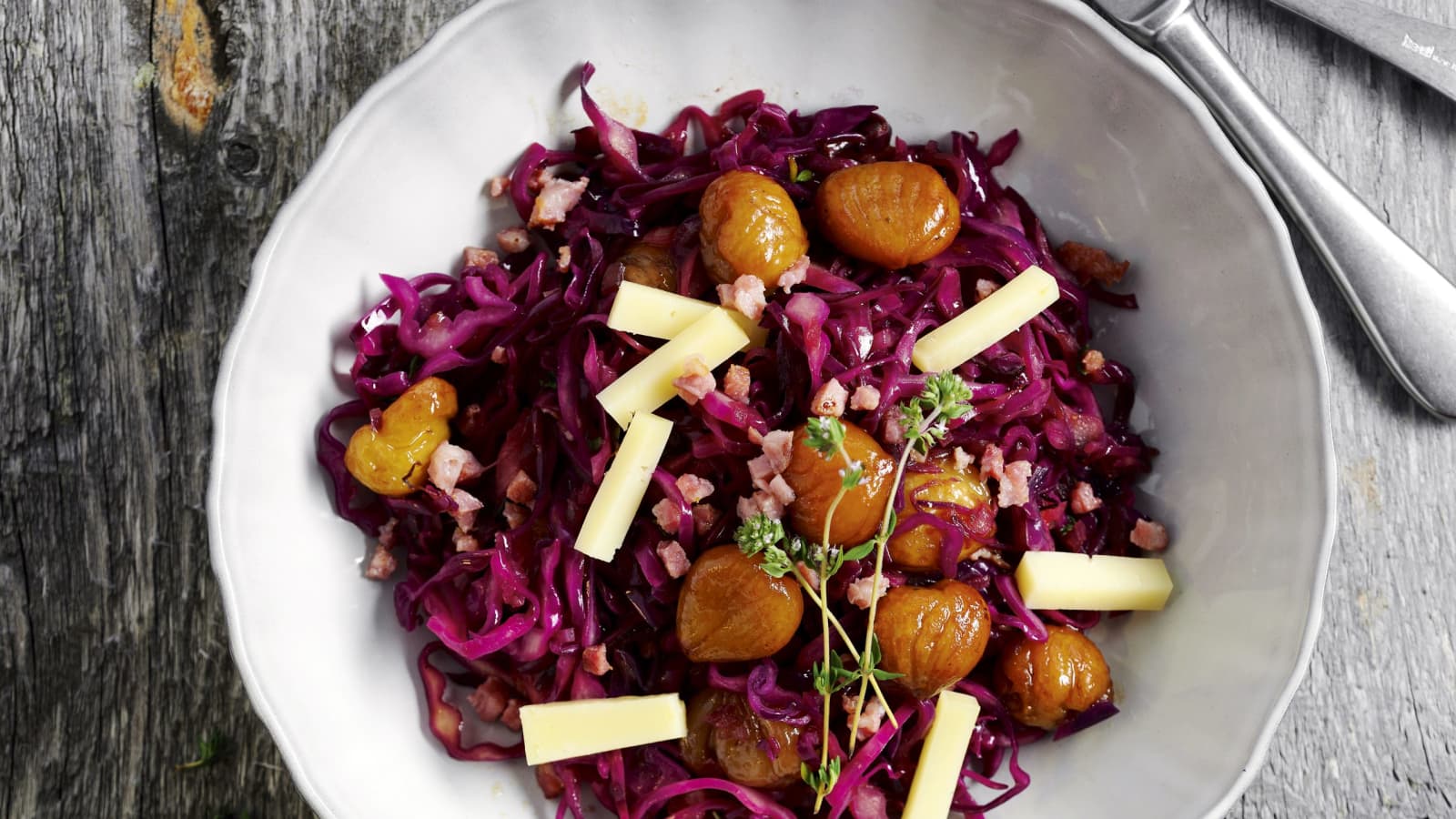 Rotkrautsalat mit caramelisierten Marroni - Rezept | Swissmilk