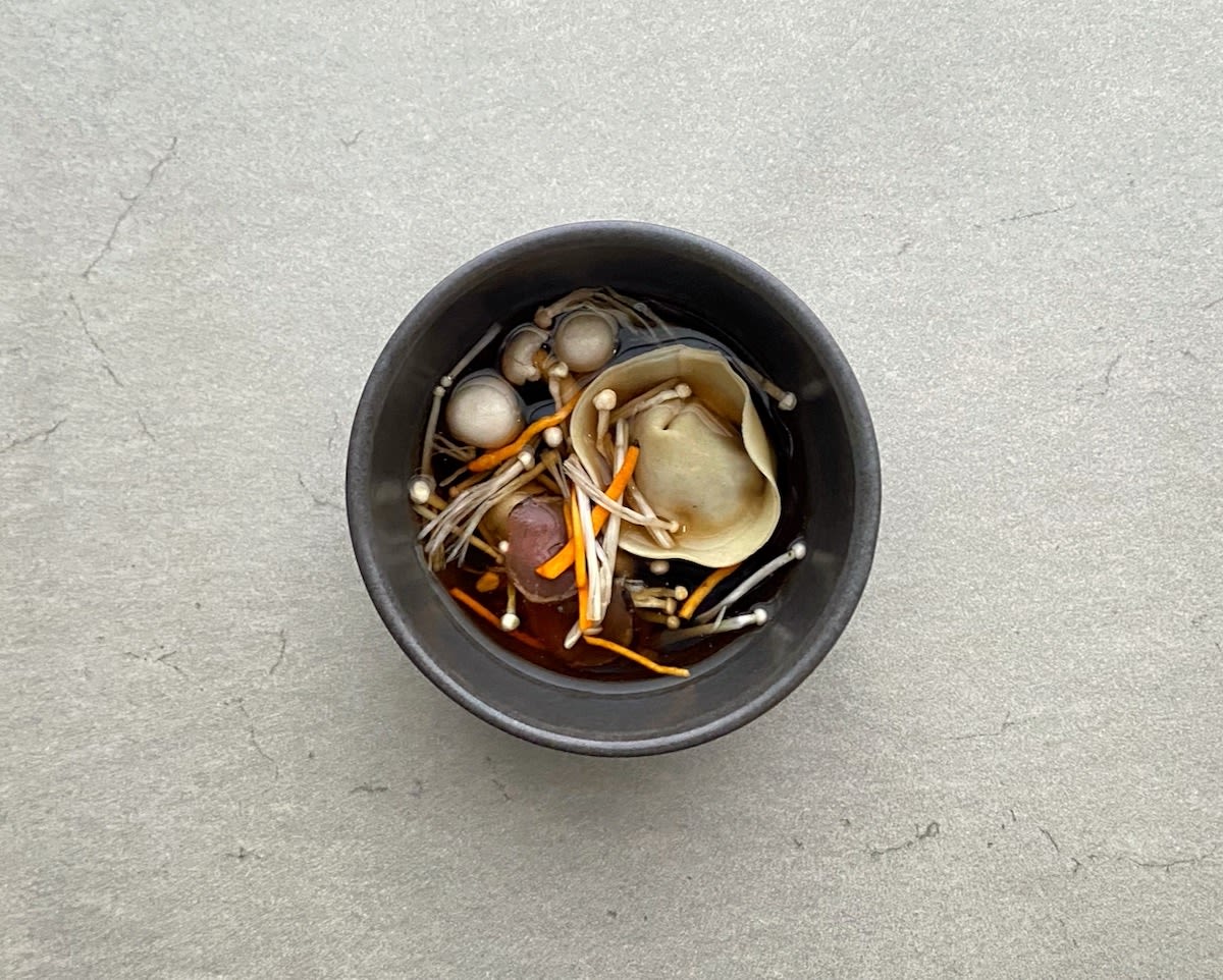 Michelin starred Amsterdam restaurant Rijks serves upscale dish of mushrooms in broth