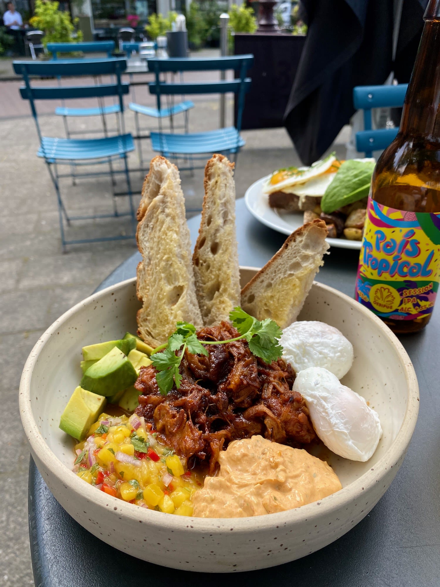Amsterdam restaurant Bakers & Roasters makes beautiful plates of best brunches— avocado, pulled bork, egg