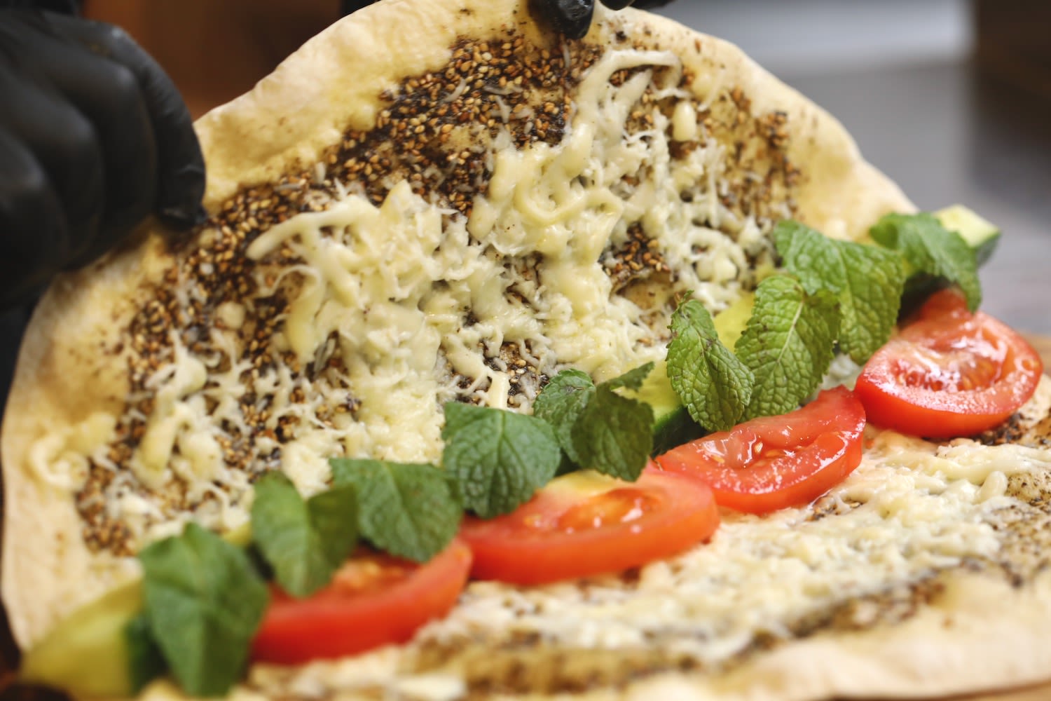 Amsterdam restaurant The Lebanese Sajeria folds manousche for great vegetarian lunch