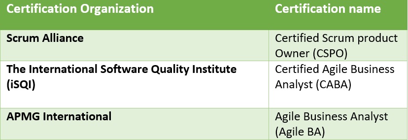 Business Analyst Certifications Type 2