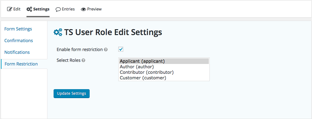 Gravity Form Restriction for User Role Editor - 2