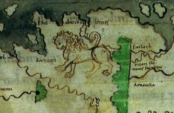 From the Cotton World Map - Hic Abundant Leones