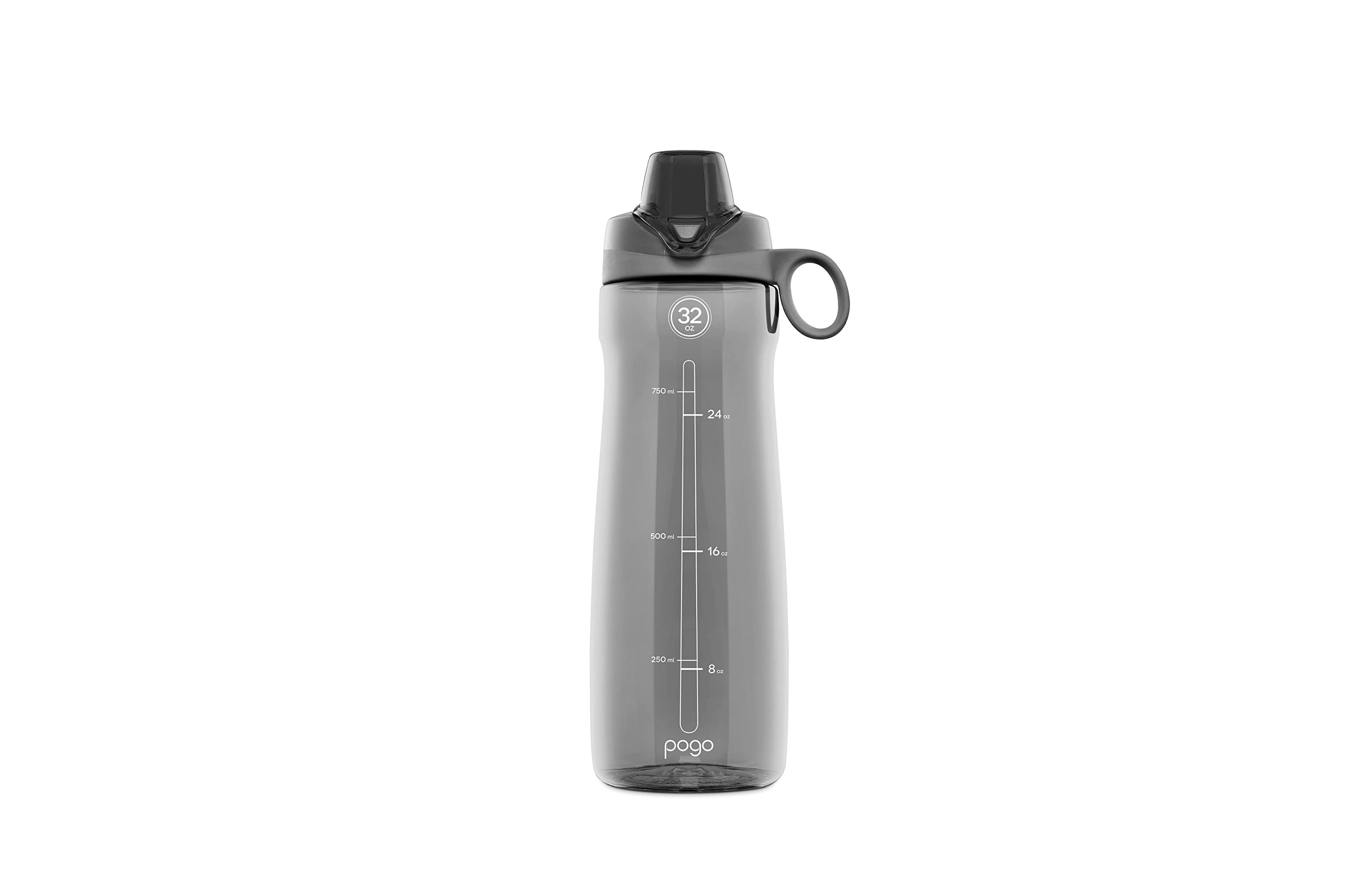 Pogo BPA-Free Plastic Water Bottle with Chug Lid Grey 40 oz