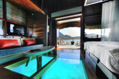 Overwater bungalows at Le Meridien Bora Bora