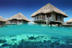 Overwater bungalows at Le Meridien Bora Bora