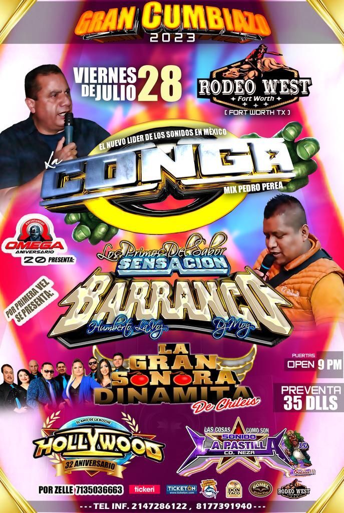EL NUEVO LIDER LA CONGA , SENSACION BARRANCO EN VIVO !WORTH TX Tickets Boletos at Rodeo West