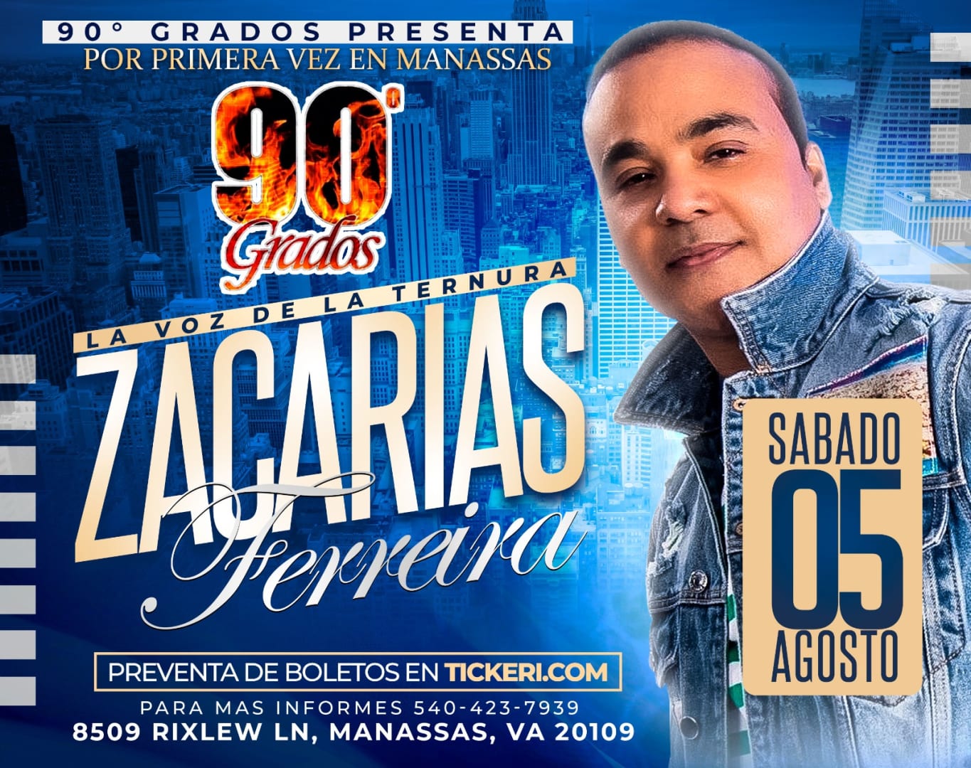 ZACARIAS FERREIRA EN CONCIERTO ! MANASSAS VIRGINIA Tickets Boletos