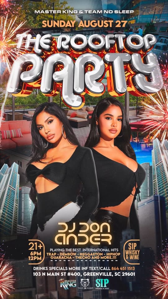 ROOFTOP PARTY Tickets Boletos at SIP Whiskey & Wine Bar Greenville