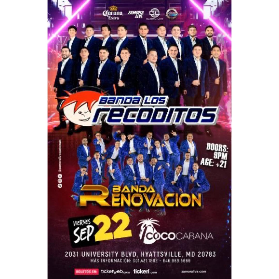 BANDA LOS RECODITOS Y BANDA RENOVACION EN MARYLAND Tickets Boletos at