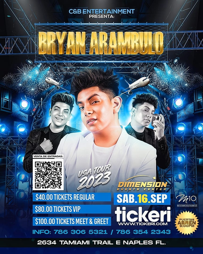 BRYAN ARAMBULO EN CONCIERTO ! Tickets Boletos at Dimension Event Center