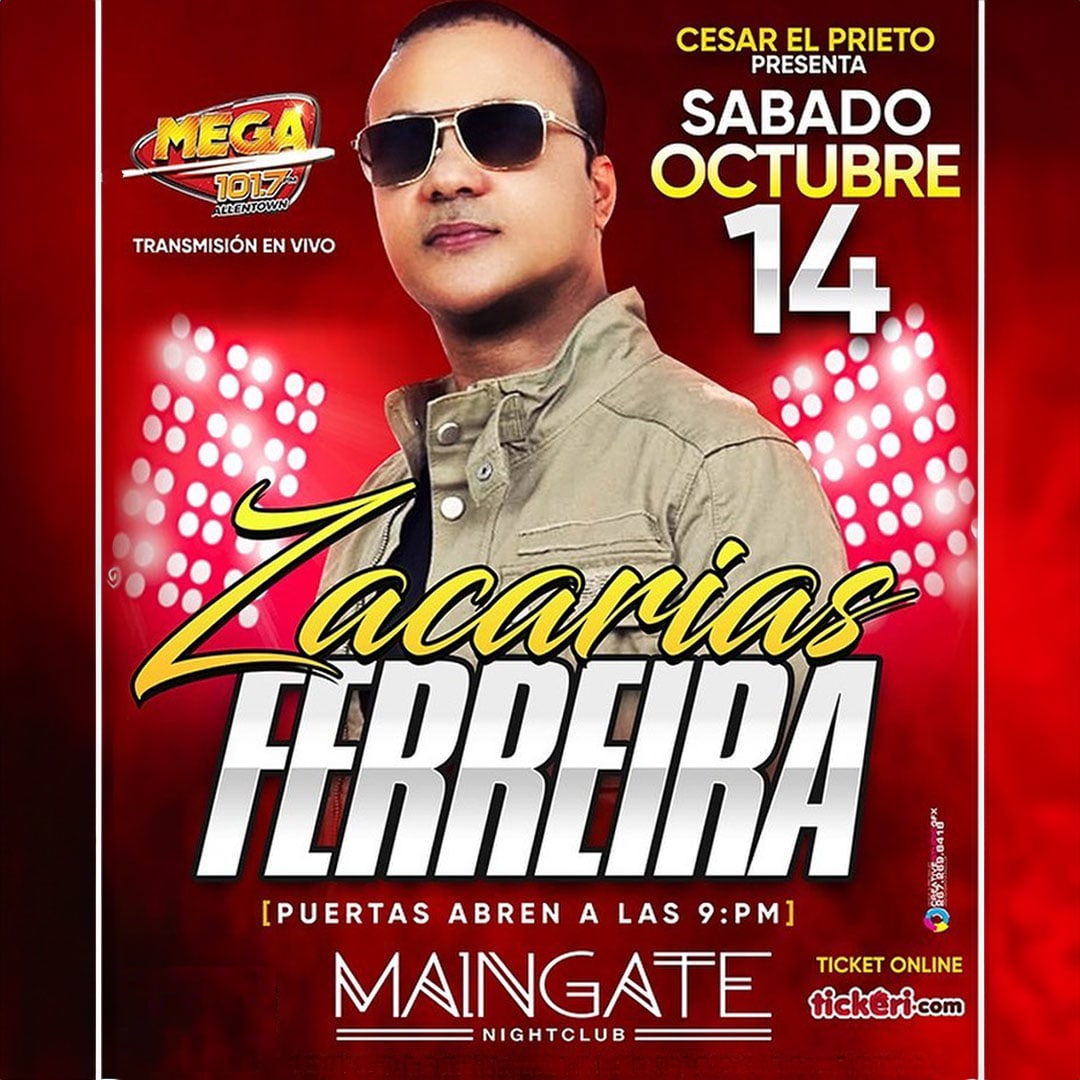 ZACARIAS FERREIRA EN CONCIERTO ! Tickets Boletos at MainGate Allentown, Pennsylvania