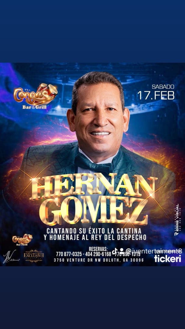 HERNAN GOMEZ Tickets Boletos at Congas Bar & Grill Duluth,