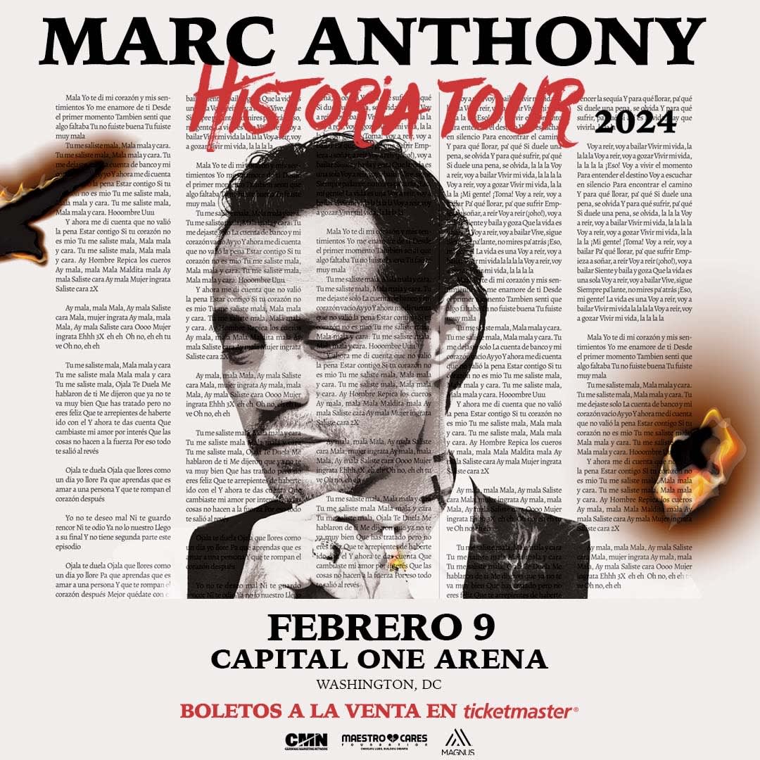 MARC ANTHONY HISTORIA TOUR 2024 Tickets Boletos at Capital One Arena