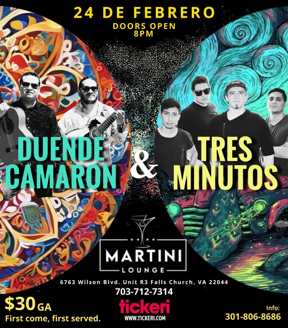 Duende Camaron y Tres Minutos Tickets Boletos at Martini Lounge Falls