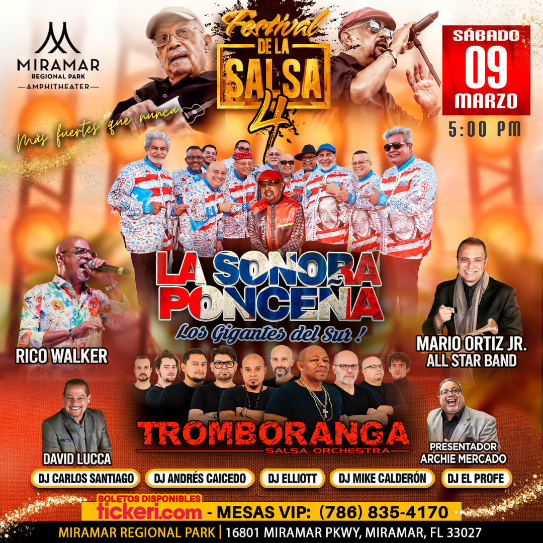 FESTIVAL DE LA SALSA 4 MARZO 9 Tickets Boletos at Miramar Regional