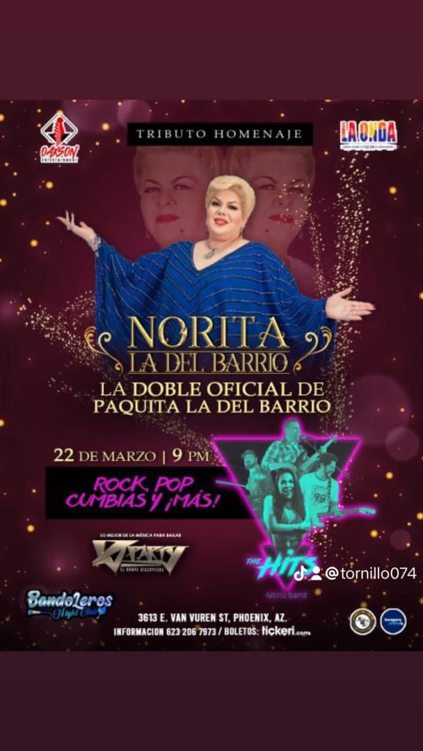 NORITA LA DEL BARRIO, LA DOBLE OFICIAL DE PAQUITA LA DEL BARRIO EN VIVO