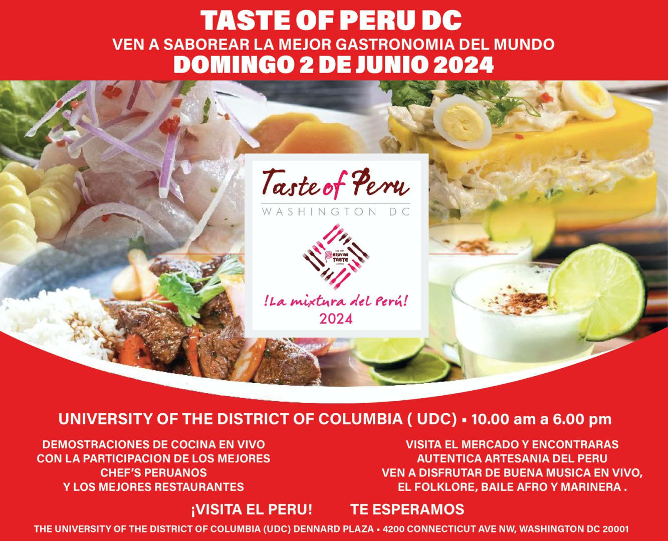TASTE OF PERU DC 2024 Tickets Boletos at Universidad del Distrito de