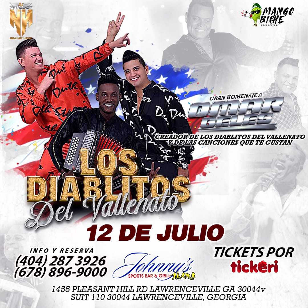 LOS DIABLITOS DEL VALLENATO Tickets Boletos at Johnnys Sports Bar and