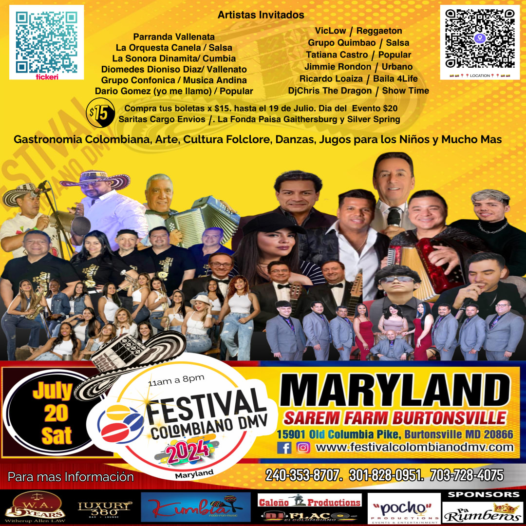 Festival Colombiano DMV Tickets Boletos at SAREM FARM BURTONSVILLE Burtonsville, Maryland
