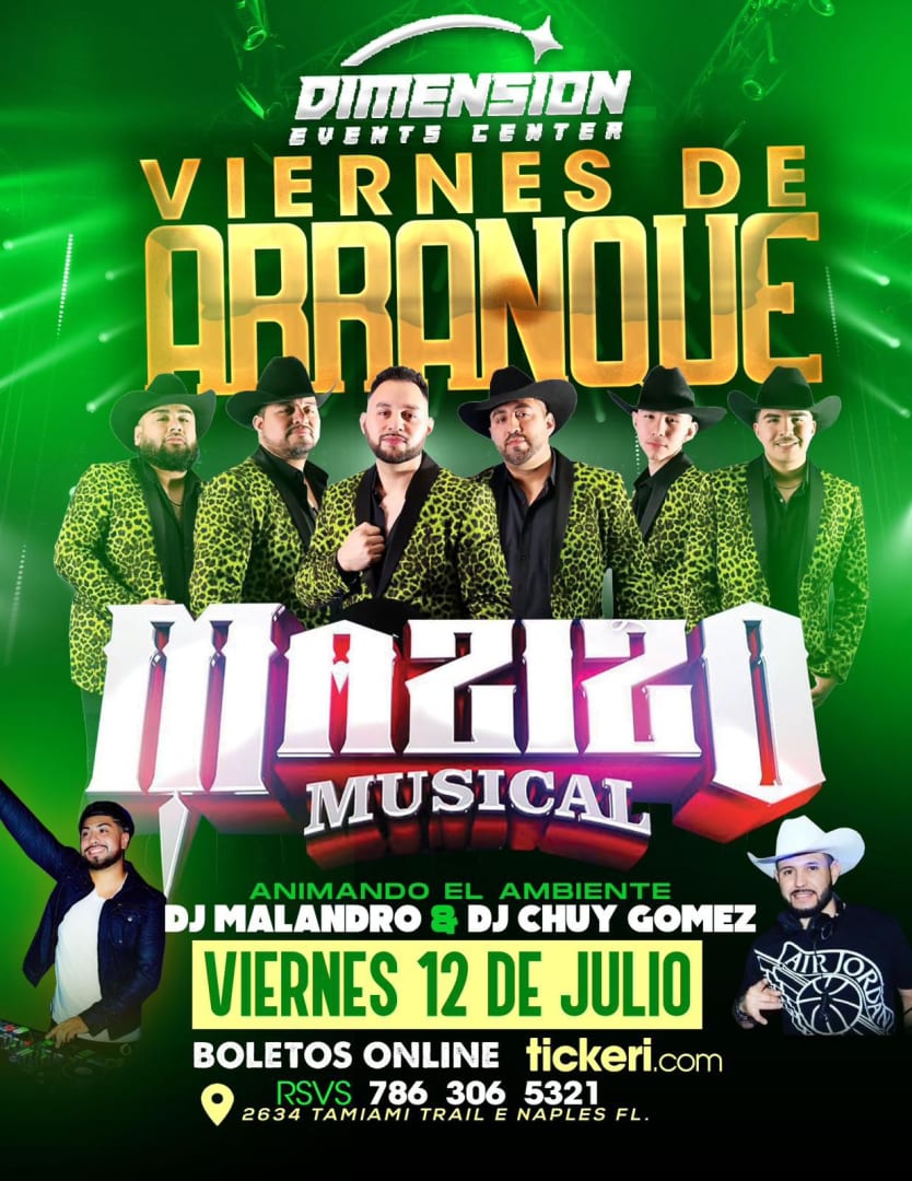 Viernes de Arranque con Mazizo Musical Tickets Boletos at Dimension
