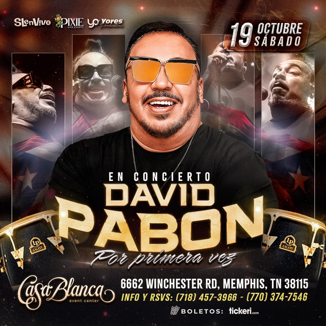 DAVID PABON !! POR PRIMERA VEZ EN MEMPHIS TN!!!! Tickets Boletos at