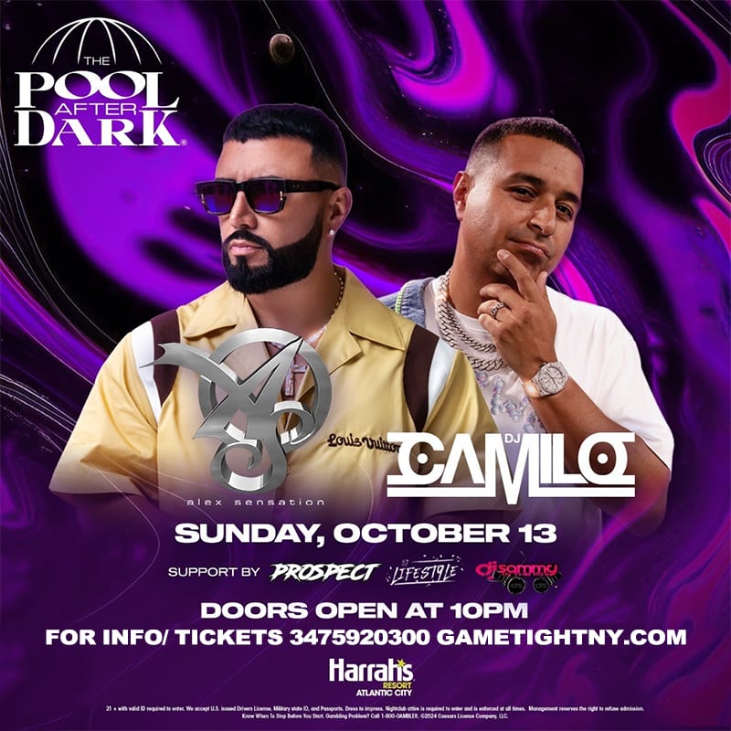 Dj Camilo & Alex Sensation Columbus Day Sunday Harrahs Pool Party 2024 in  Atlantic City - Tickets 2024-10-13 | The Pool at Harrah's Resort Atlantic  City