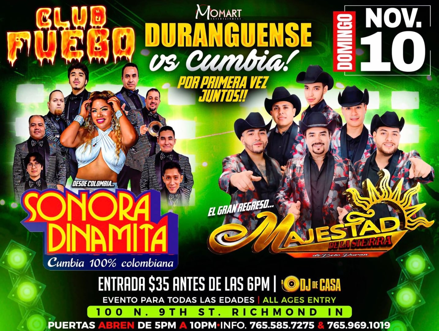 La Sonora Dinamita y Majestad de la Sierra Tickets Boletos at Club