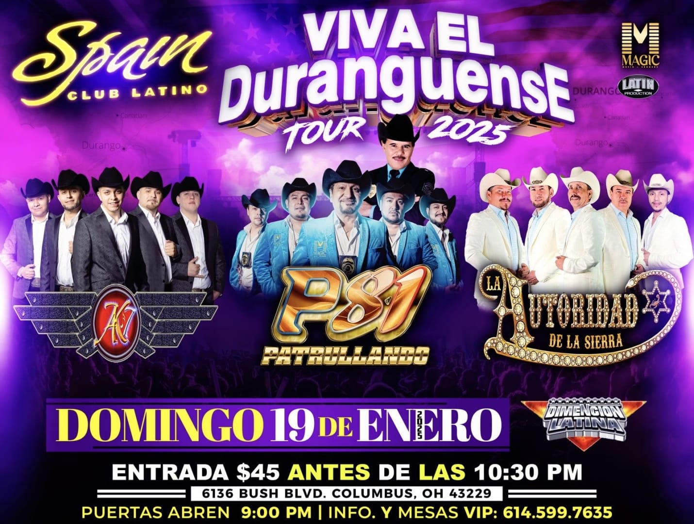 AK7, PATRULLA 81, AUTORIDAD DE LA SIERRA Tickets Boletos at Spain Night ...
