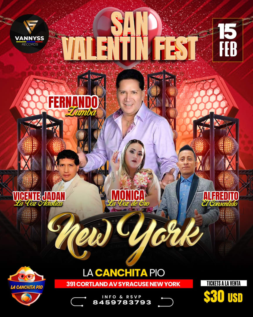 SAN VALENTÍN FEST Tickets | Boletos - LA CANCHITA PIO, Syracuse |  2025-02-15 - Tickeri.com, image size:864x1080