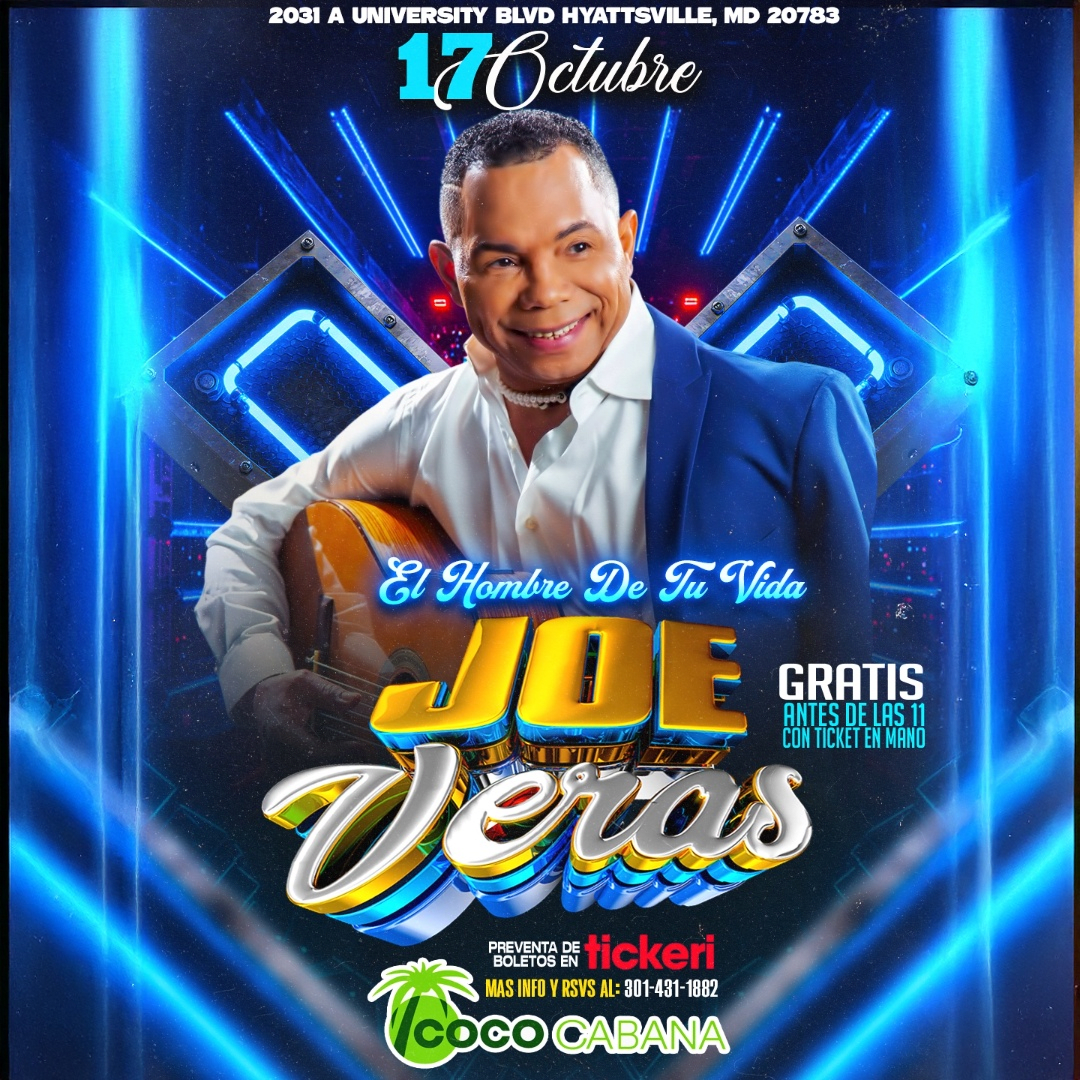 JOE VERAS en Maryland Tickets | Boletos - Coco Cabana, Adelphi