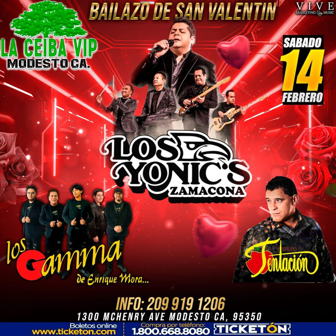 Bailazo de San Valentín en Modesto, CA | Los Yonics de Zamacona