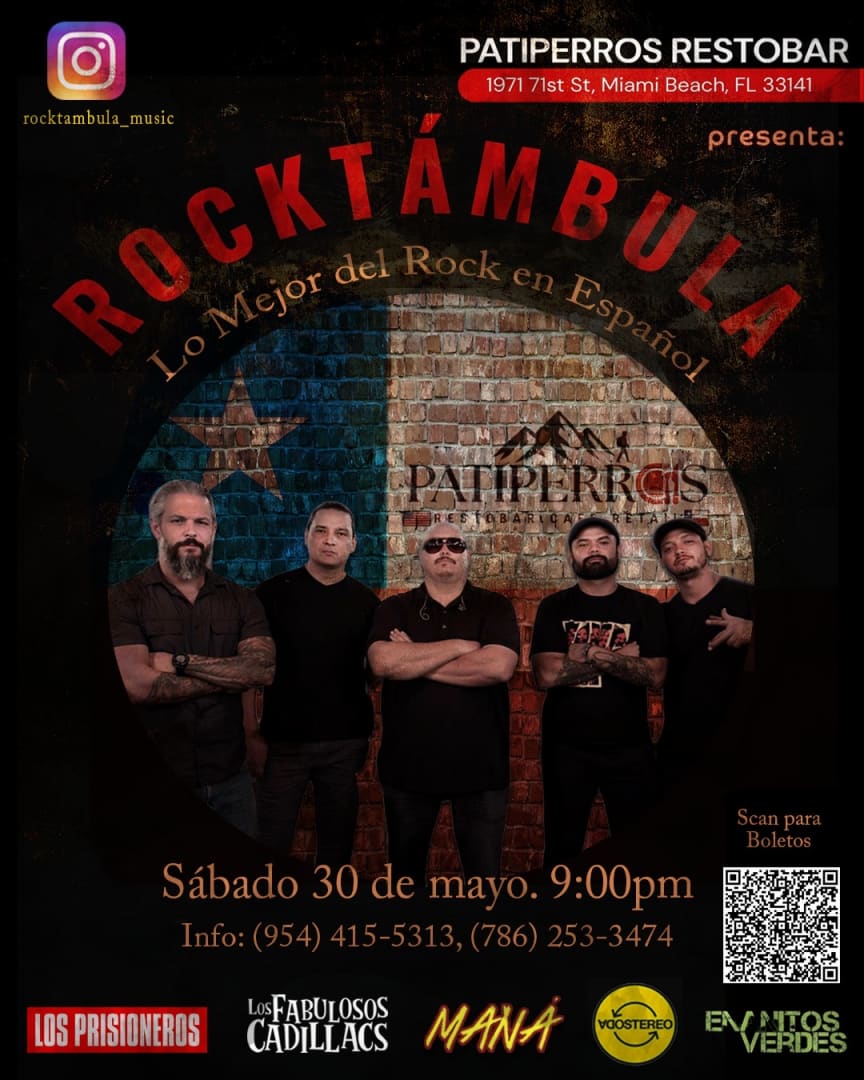 Rocktámbula en Patiperros Restobar Miami Beach
