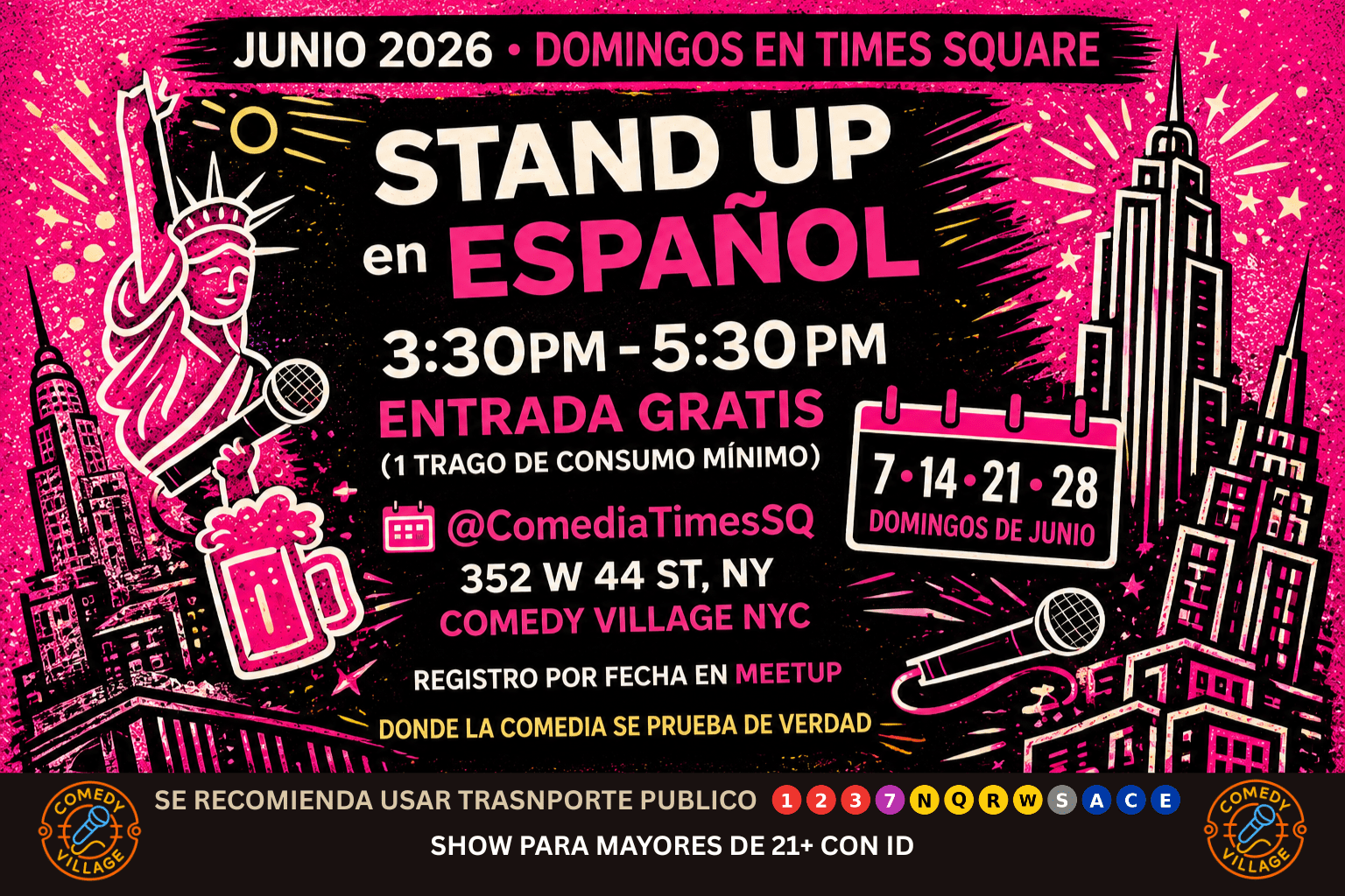 Domingos GRATIS de Stand Up en ESPAÑOL - TIMES SQUARE NYC