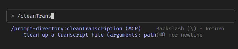 /cleanTranscription visible from Claude Code