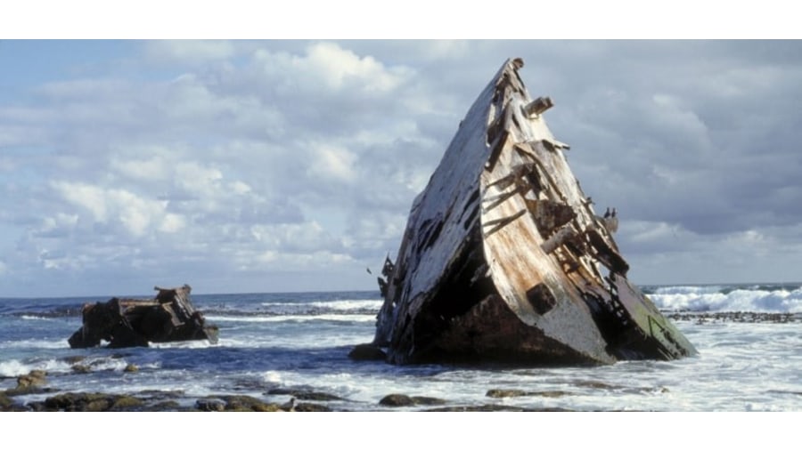 Shipwreck at Cape Point beach