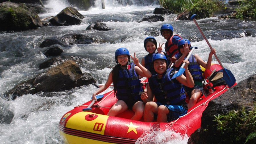 Enjoy white water river rafting in the Telaga Waja River in Indonesia