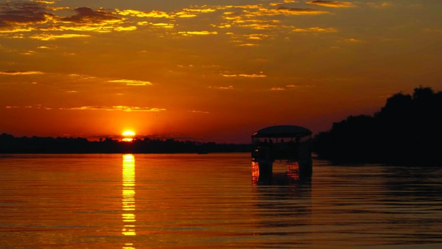 Sunset boat cruise on the Zambezi River