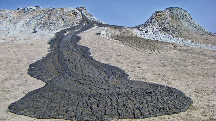 Wonder at the mud oozing out of volcano