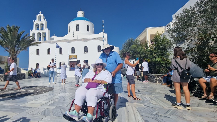 Traveler at Church of Panagia Akathistos Hymn