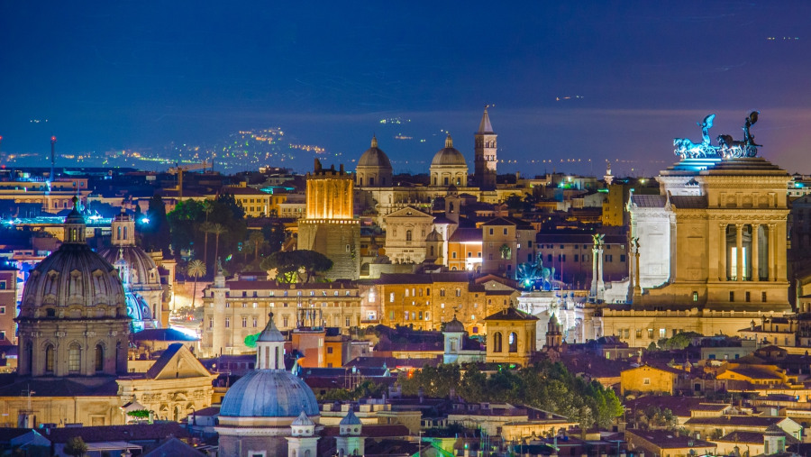 View the Old Roman City at Night