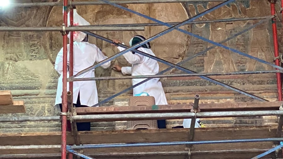 Esna Temple - Restorers at Work