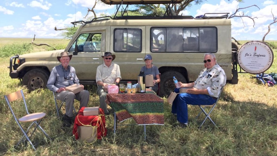 Lunch at picnic site in Serengeti National Park, Tanzania, Africa