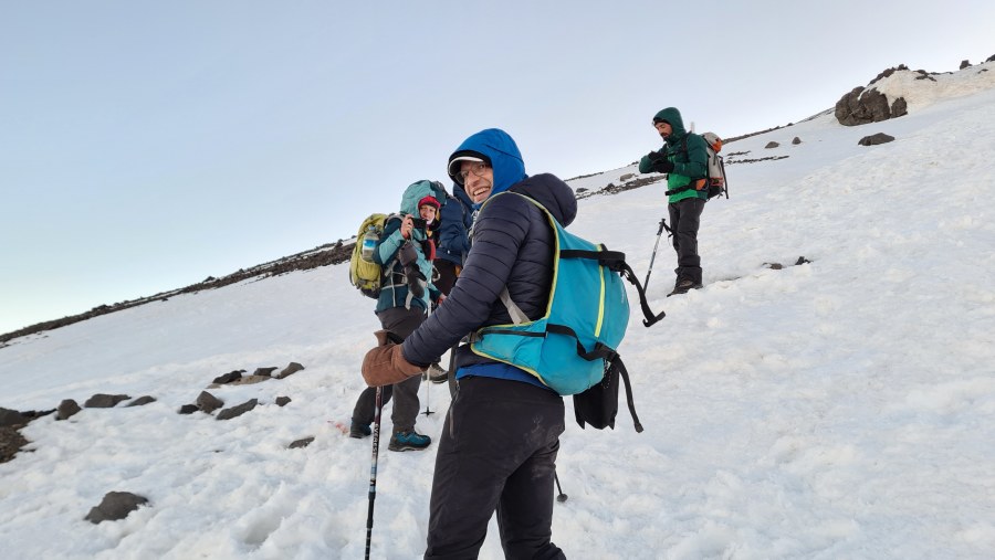 Travelers trekking Mount Ararat