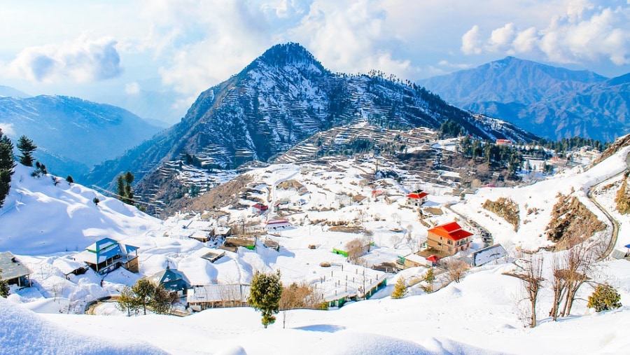 Hill station covered with snow