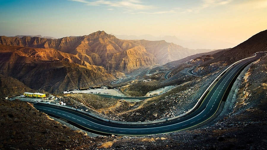 Zigzag roads in Jebel Jais, Ras Al Khaimah