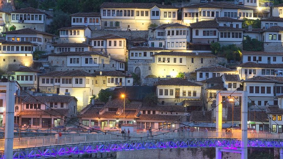 View of houses in Berat