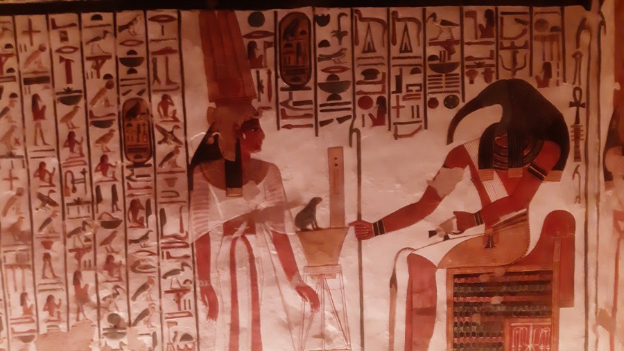 Wife of Ramses 2 Nefertari infromt of God Thot ( Head of Ibis)